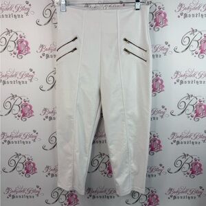 Connection 18 pants cropped crop Stylish White Women's Pants with Zipper Accents
